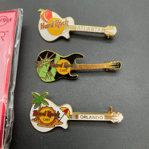 Hard Rock Cafe Pin Lot of 6 Vintage & Modern Guitar City 1993 Christmas Button