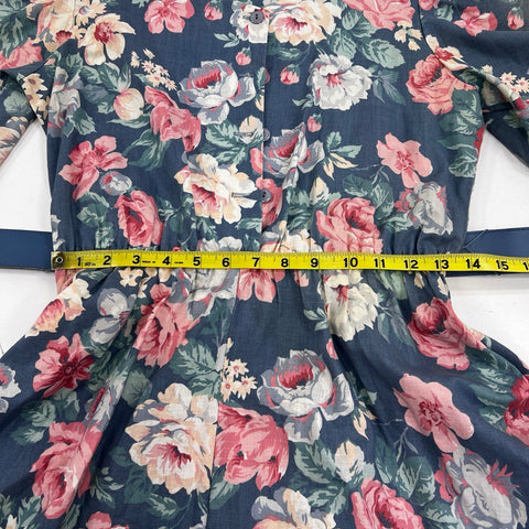 Vintage 80s The American Shirt Dress Floral Cotton Belted Midi Sz 12 USA
