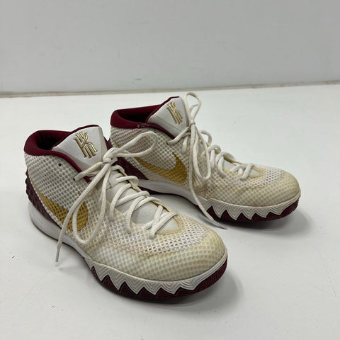 Nike Kyrie 1 iD White Metallic Gold Burgundy Basketball Shoes Size 11.5
