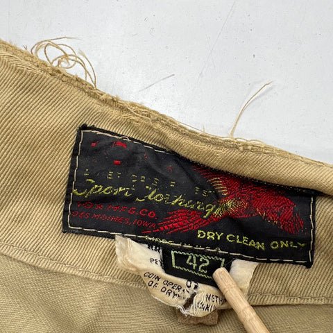 Vintage 60s 10-X Mfg Co Tan Suede Patch Shooting Hunting Jacket Men's 42