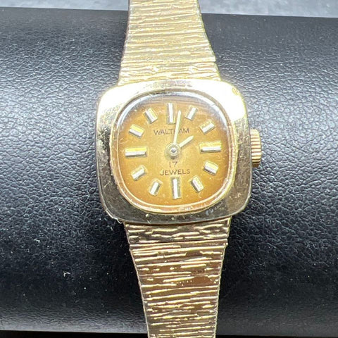 Vintage Waltham Gold Plate Analog Wristwatch Ticking
