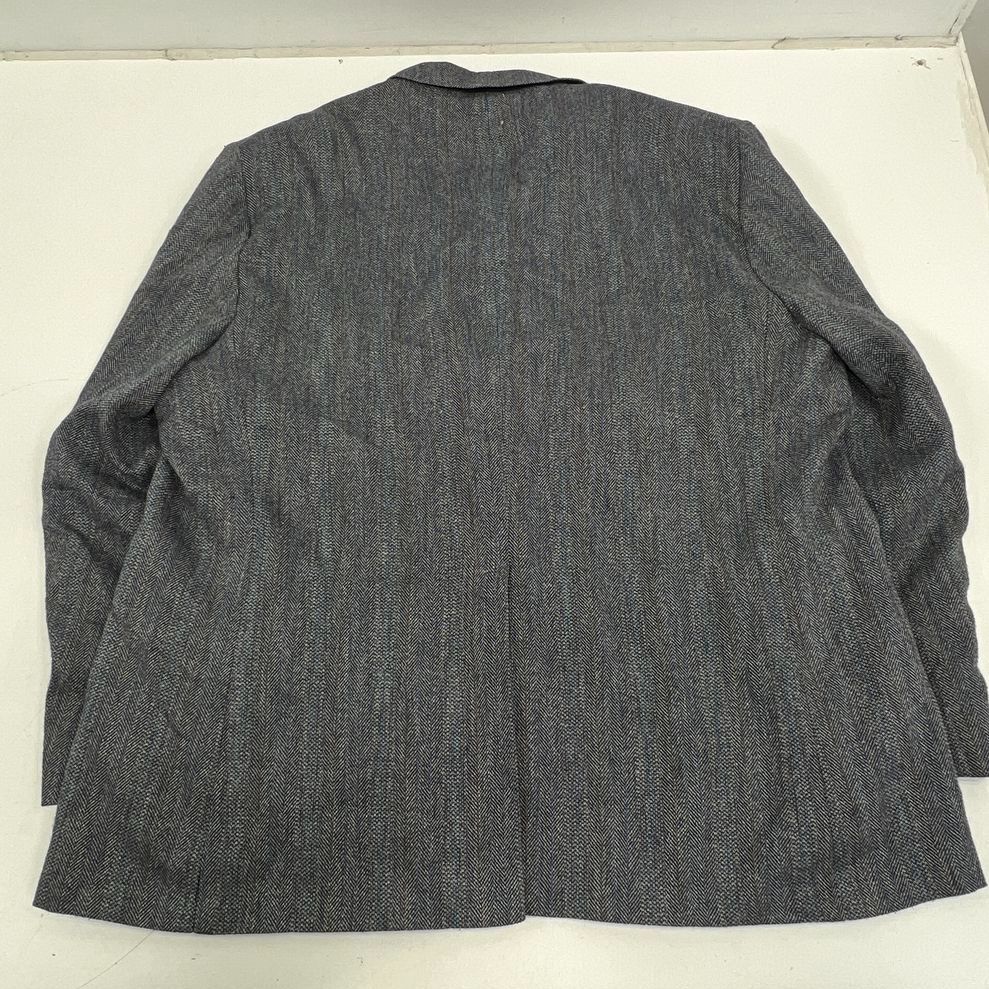 Lot of 2 Vintage 80s Navy & Gray Herringbone Tweed Blazer Sport Coat Men's 54L