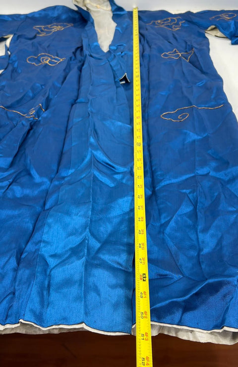 Vintage 50s Japanese Embroidered Dragon Souvenir Robe Kimono Smoking Jacket