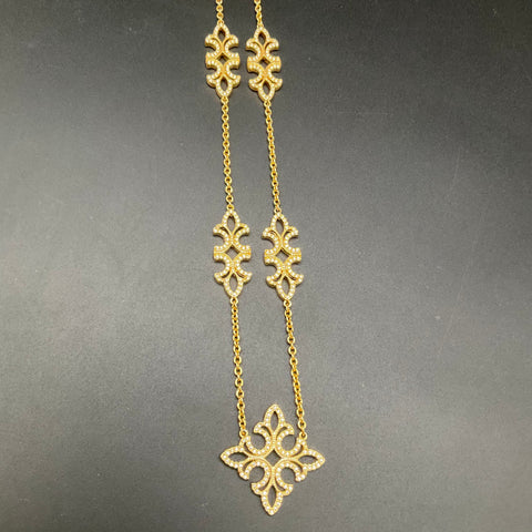 Lauren Ralph Lauren LRL Gold Tone Rhinestone Quatrefoil Necklace Set of 2