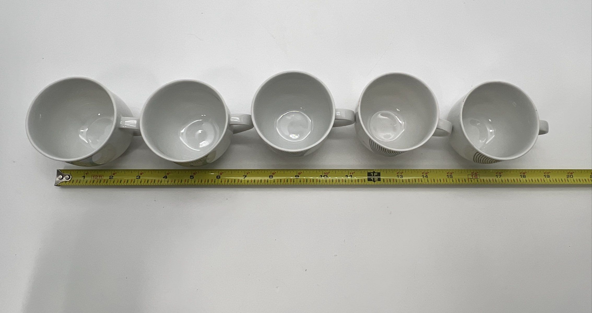 Bohemia 10 Pc Cup Saucer Set Abstract Line Teal Grey Vintage