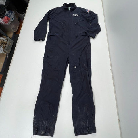 USCG Coast Guard Men's Coveralls Jumpsuit Dark Blue Uniform Patches Size XLT