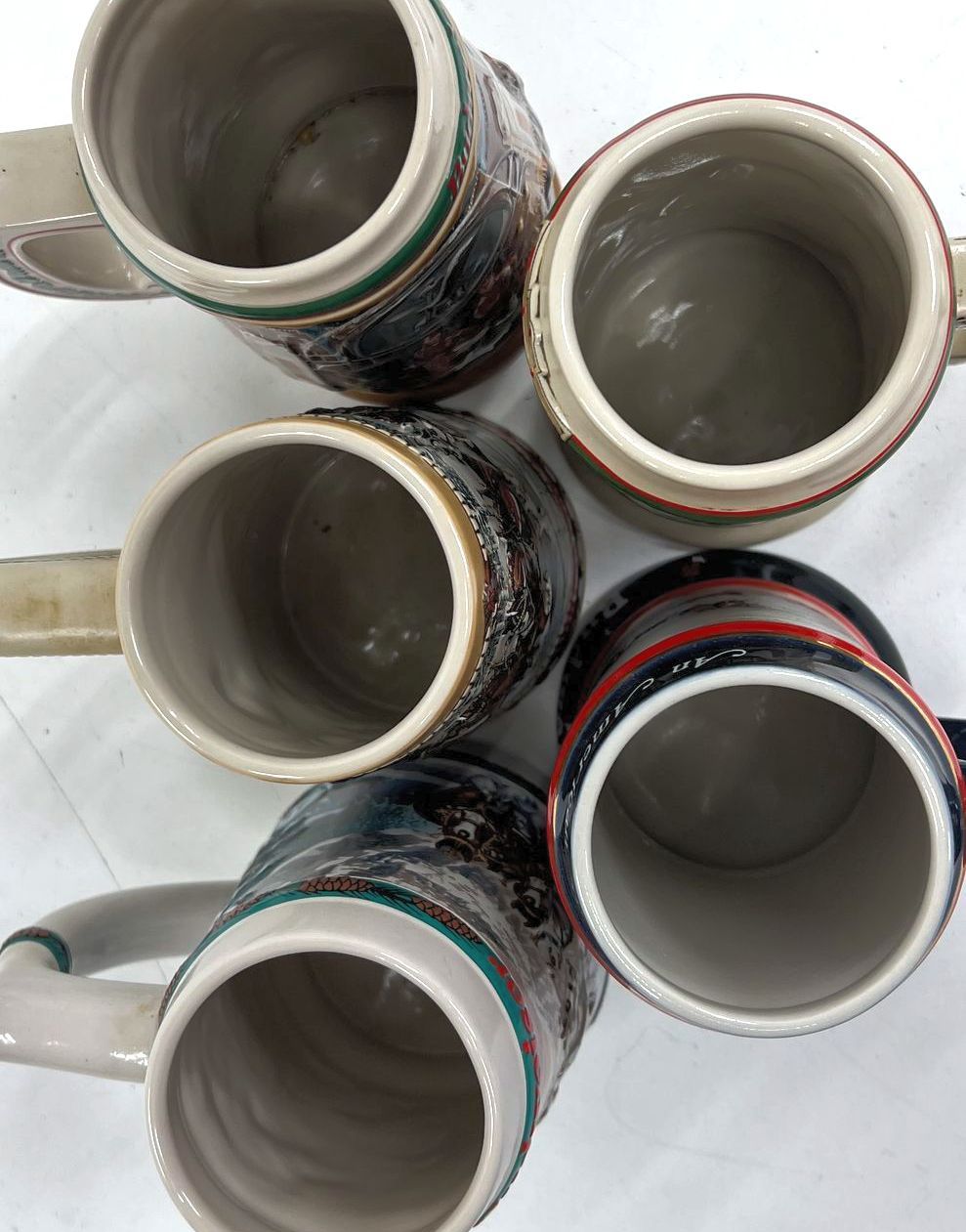 Vintage Budweiser Clydesdale Holiday Beer Stein Lot 5 pc Set 1988-1998