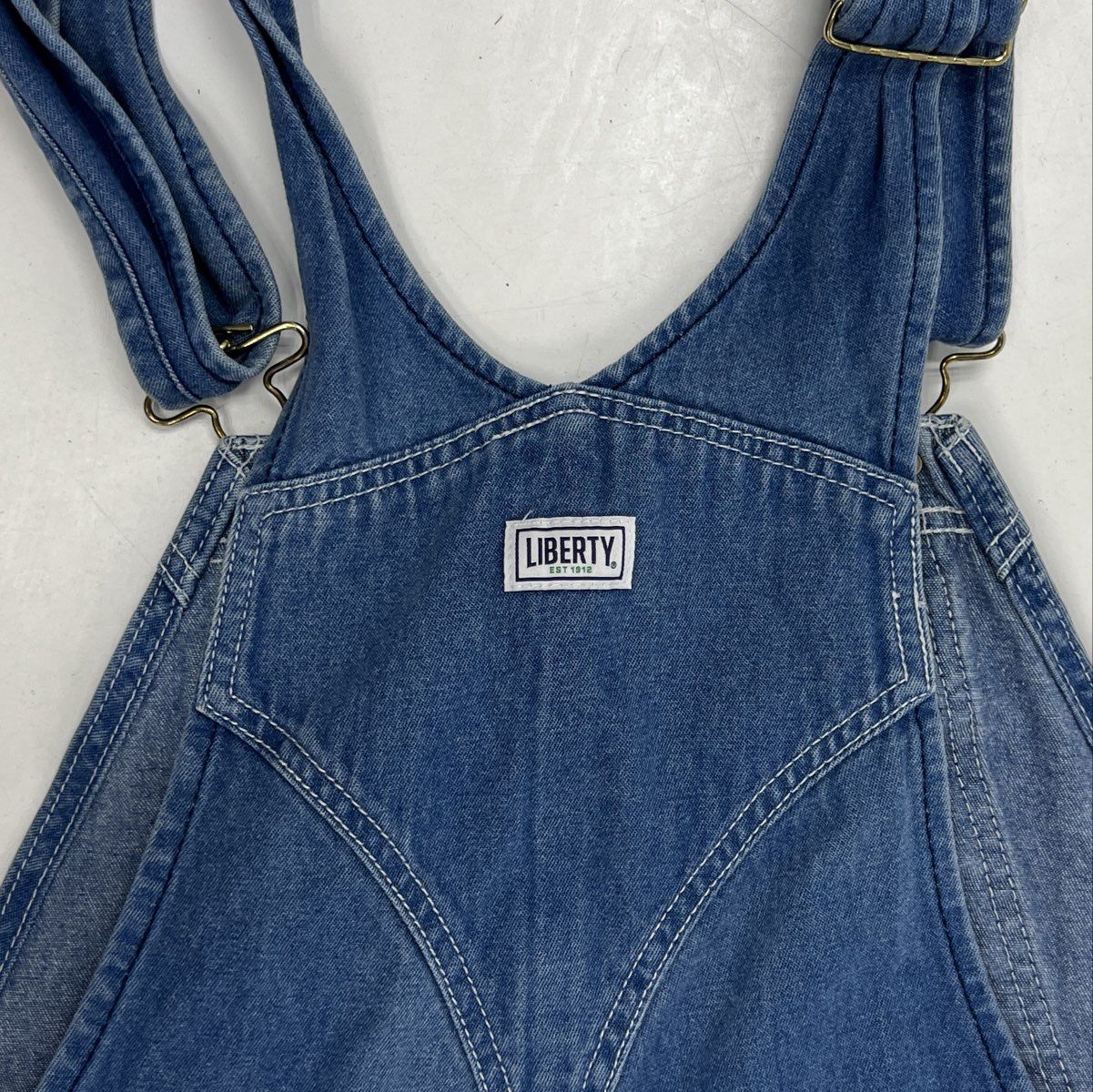 Liberty Denim Bib Overalls Carpenter Triple Stitch Blue Workwear