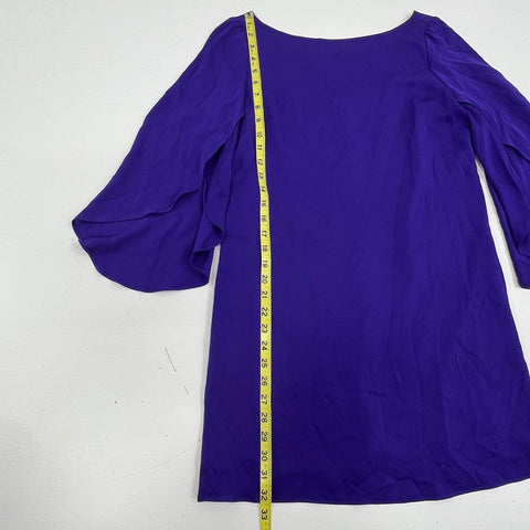 Milly Women's Royal Purple Flared Bell Sleeve Shift Mini Dress Made in USA Sz 4