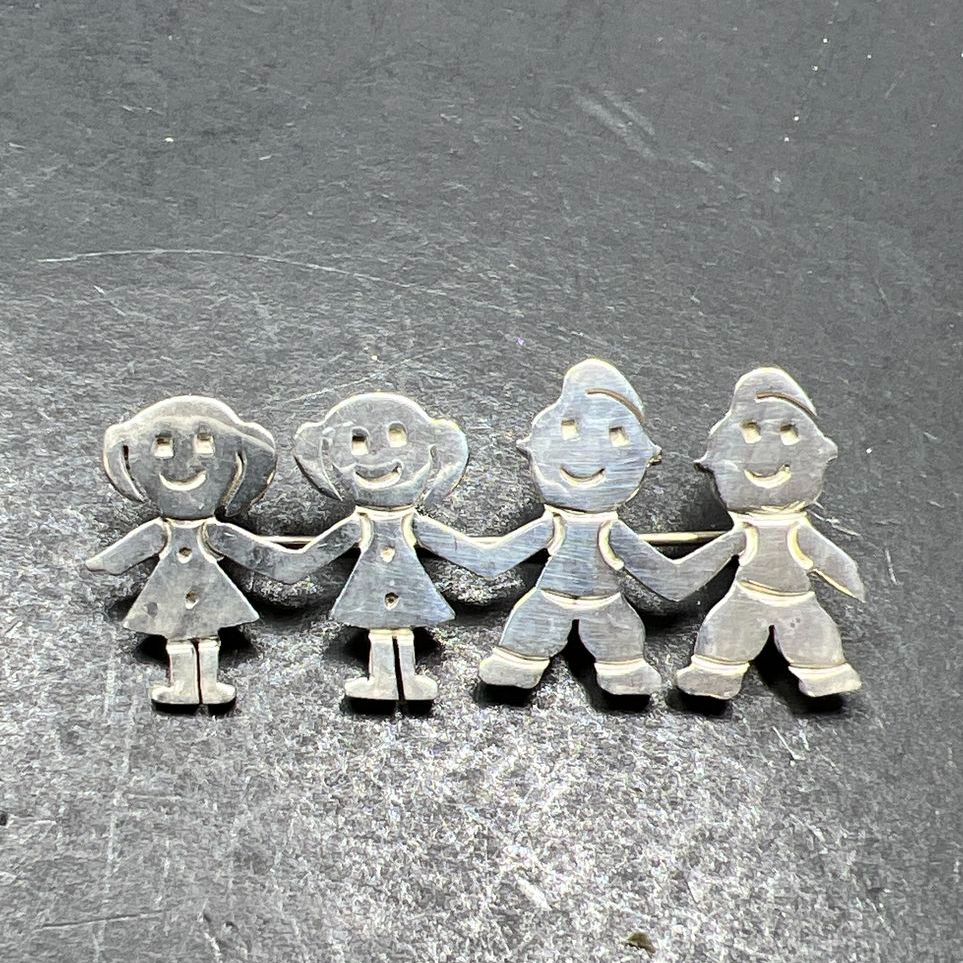 Mexico 925 Sterling Silver Girls and Boys Kids Brooch 6.84g