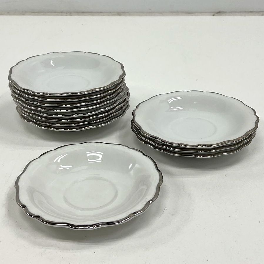 Vintage Lot 12 Johann Haviland Bavaria Platinum Baroque Dessert Berry Bowls