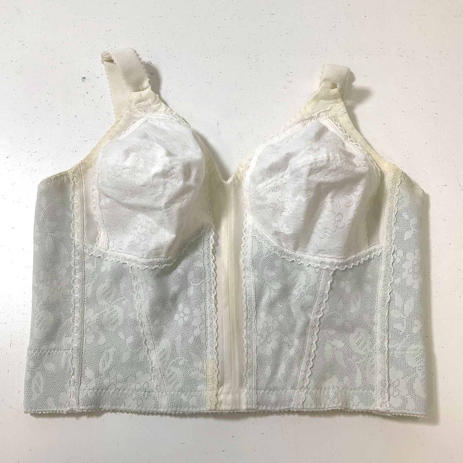 Vintage Playtex White & Pale Blue Lace 18 Hour Longline Bra Style #220 Size 36B