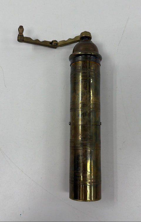 Vintage Brass Pepper Mill Spice Grinder Hand Crank Made in Greece 11 Inch