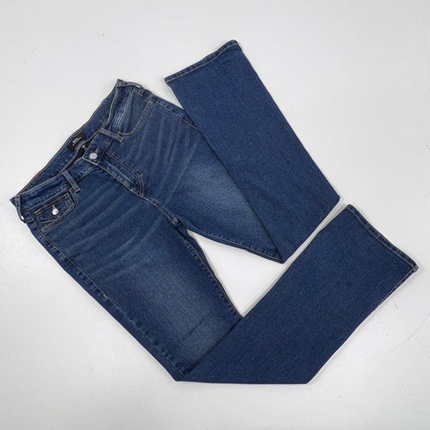 True Religion Women's Becca Mid Rise Bootcut Dark Wash Studded Jeans Size 31