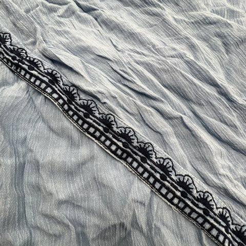 NWT Muche et Muchette Embroidered Trim Boho Crinkle Tunic Dress Blue Sz O/S