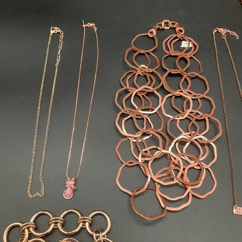 Fashion Jewelry Lot of 7 Statement Necklaces Bracelet Earrings Copper Gold Tone