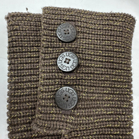 Ugg Lattice Cardy Chocolate Brown Crochet Knit Tall Button Boots Women's Size 9