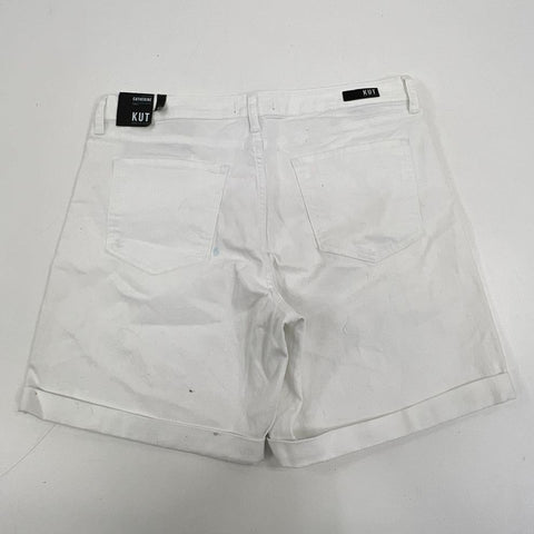 NWT Kut from the Kloth White Catherine Boyfriend High Rise Shorts Women's 14