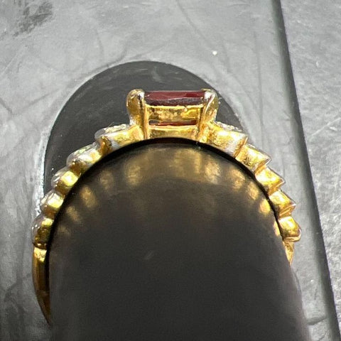 Vintage Espo 18KTGE Gold Electroplate Garnet Marquise Ring Sz 7