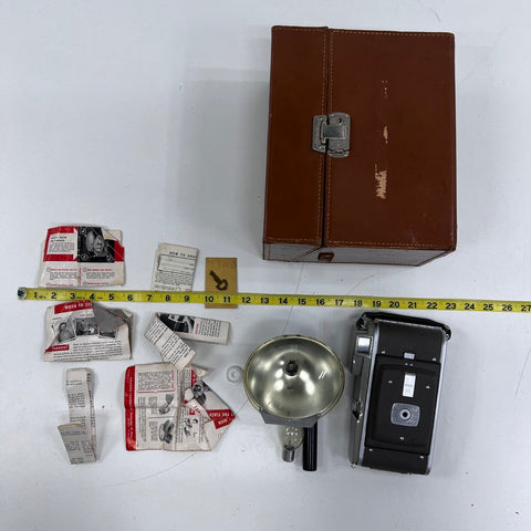 Vintage Polaroid Folding Land Camera With BC Flash and Case Untested Lot