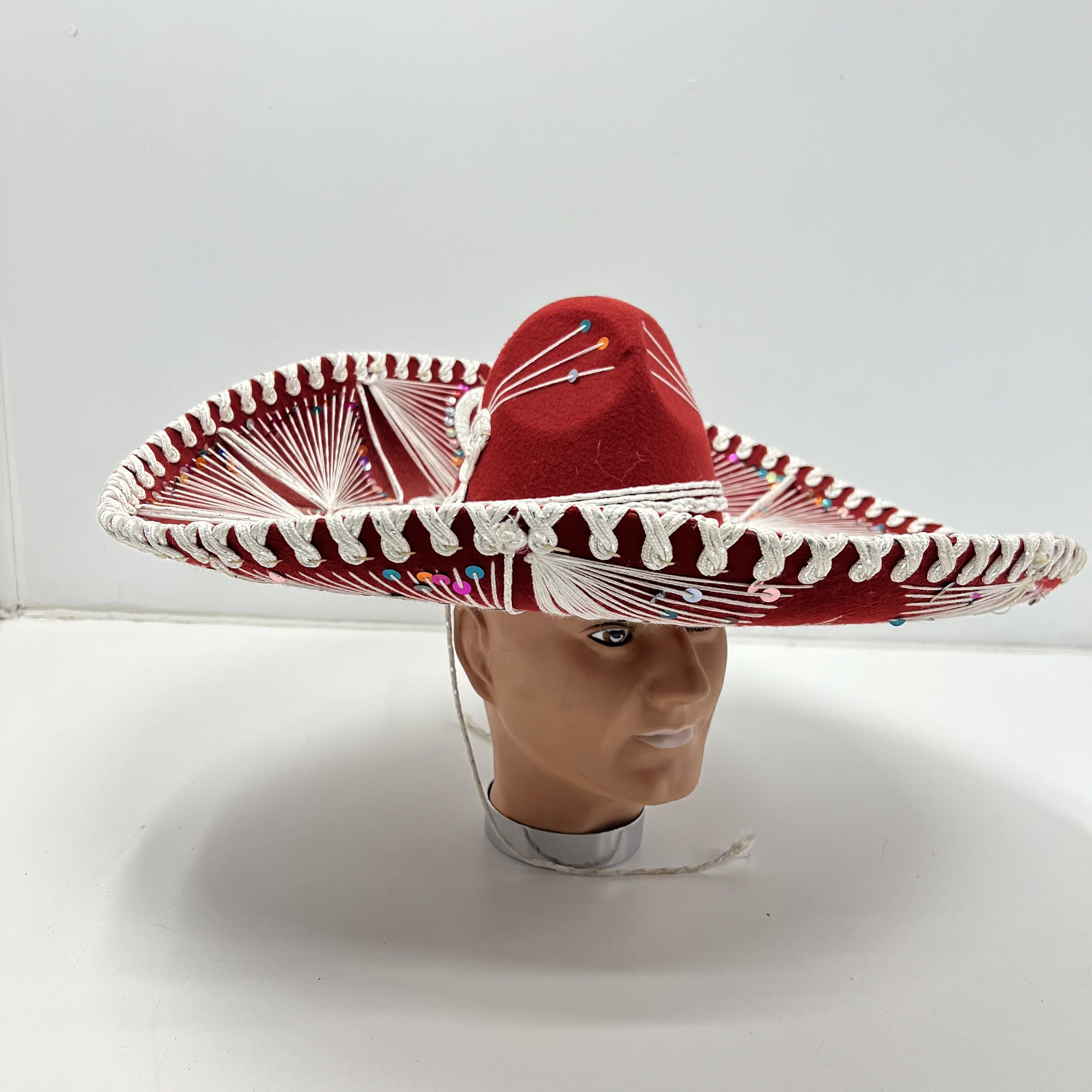 Pigalle Red Sequined Sombrero Made In Mexico