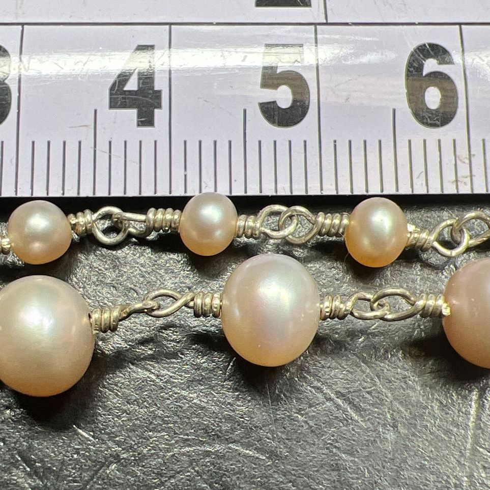 Pink Pearl & Sterling Silver Mother & Daughter Child Matching Bracelets