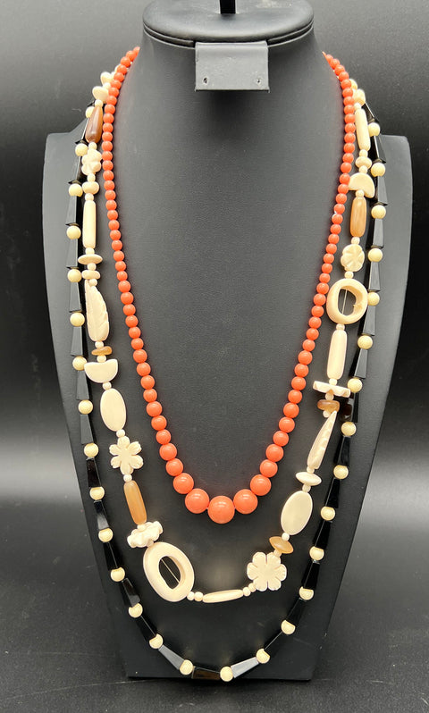 Vintage Richelieu Austria Beaded Costume Jewelry Necklace Lot of 6 Mid-Century