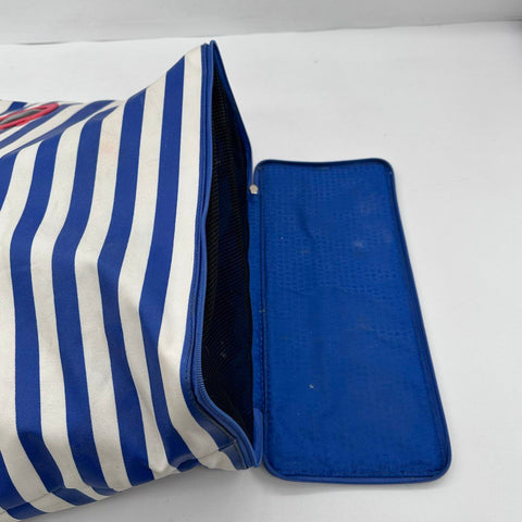 Kate Spade Blue White Striped Canvas Sunglasses Tote Bag Large Cooler Bottom