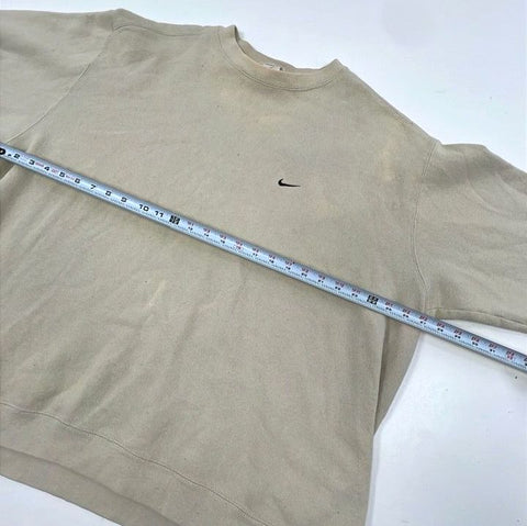 Vintage 90s Nike Men's Crewneck Sweatshirt Beige Embroidered Swoosh Sz XXL
