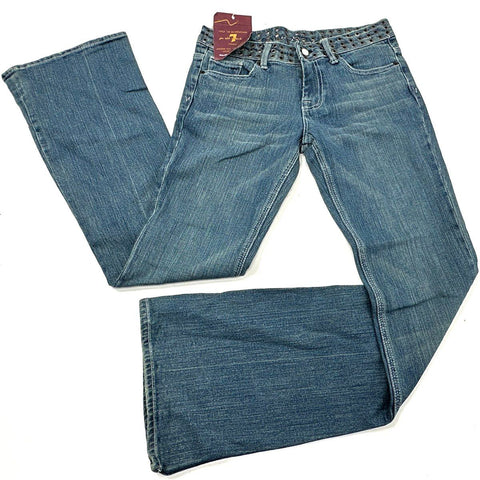 7 For All Mankind Women's Grommet Flare Jeans Vintage Y2K Distressed NWT Sz 27