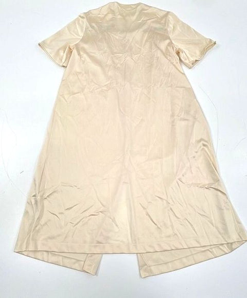 Vintage 80s JCPenney Women's Cream Robe Nightgown Set Floral Embroidery Sz S