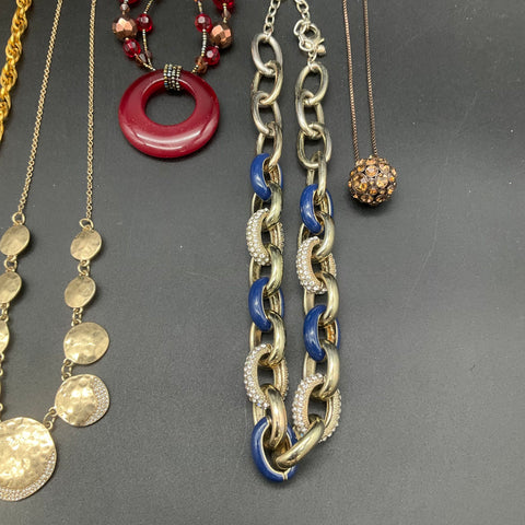Fossil & Fashion Necklace Lot of 10 Red Gold Tone Bib Chunky Beaded Statement