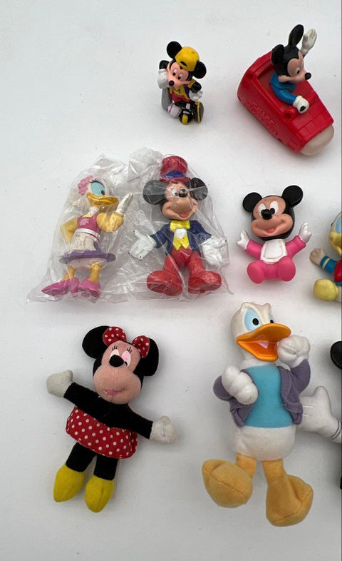 Disney Toy Lot Mickey Mouse Donald Duck Goofy Minnie 12 Pieces Mixed Vintage