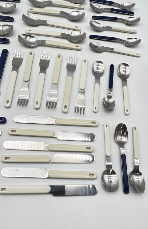 Oneida Northland Colormates Stainless Flatware Set 48pc Blue White Mixed Lot