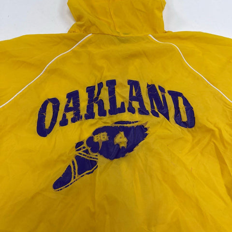 Vintage 80s Champion Oakland Winged Foot Hooded Windbreaker Jacket Sz M
