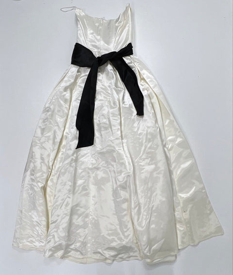 Vintage 80s Gunne Sax Women's Cream Strapless Formal Satin Dress Black - Shop Thrift World Vintage 80s Gunne Sax Women's Cream Strapless Formal Satin Dress Black - Shop Thrift World