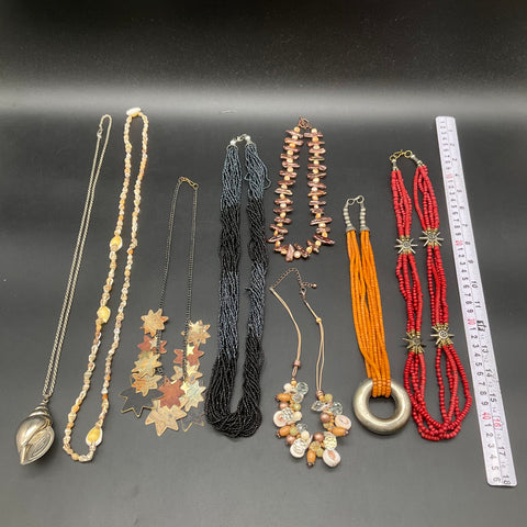 Boho Eclectic Jewelry Lot of 8 Necklaces Shell Pearl Seed Bead Star Charms