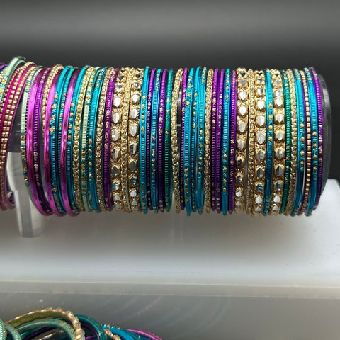 Child Size Colorful Glitter Bangle Bracelets Indian Style Large Jewelry Lot