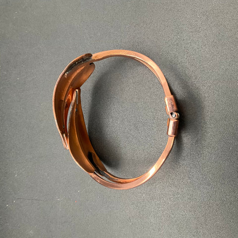 Vintage Renoir Copper Demi Parure Leaf Cuff Bracelet Clip-on Earrings Set