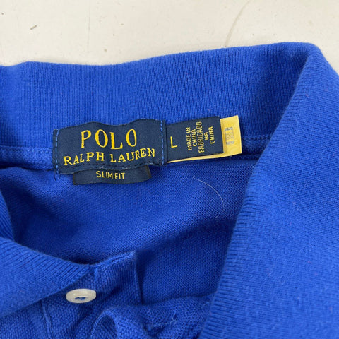 Polo Ralph Lauren Men's Blue Madrid Big Pony Slim Fit Crest Polo Shirt Sz L