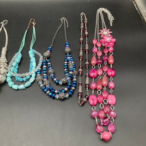 Fashion Costume Jewelry Necklace Lot of 8 Beaded Statement Multi-strand Styles