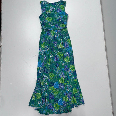 Lilly Pulitzer Women's Hollie Green Tropical Print Hi-Low Maxi Dress Sz XS