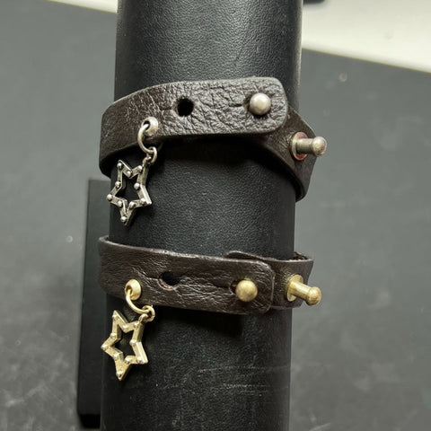 Fossil Dream & Wish Leather Studded Star Charm Bracelets