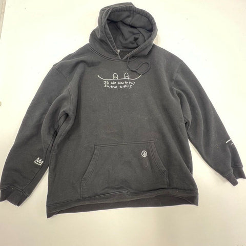 Volcom x Basquiat Mens I'm True To This Pullover Hoodie Black Embroidered XL