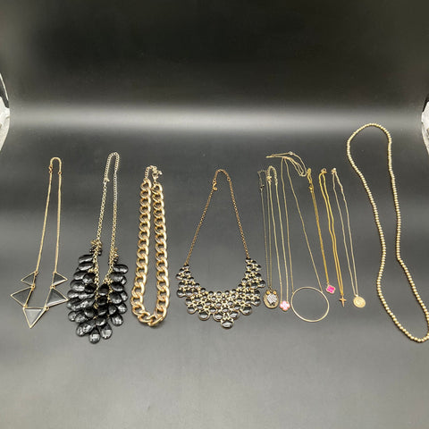 Vintage to Modern Costume Jewelry Lot 1.16 lbs Necklaces Statement Gold Tone