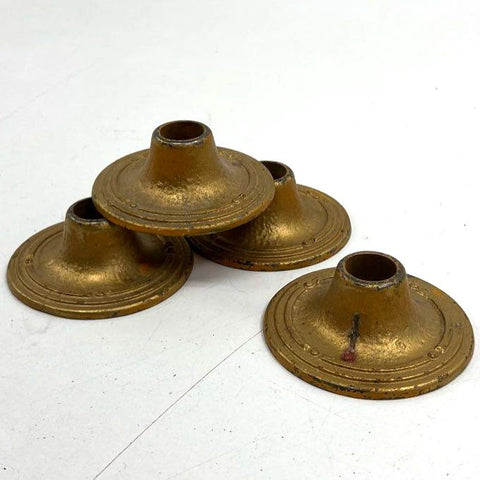 Vintage Hammered Brass Taper Candlestick Holders Set of 4 Arts & Crafts Style