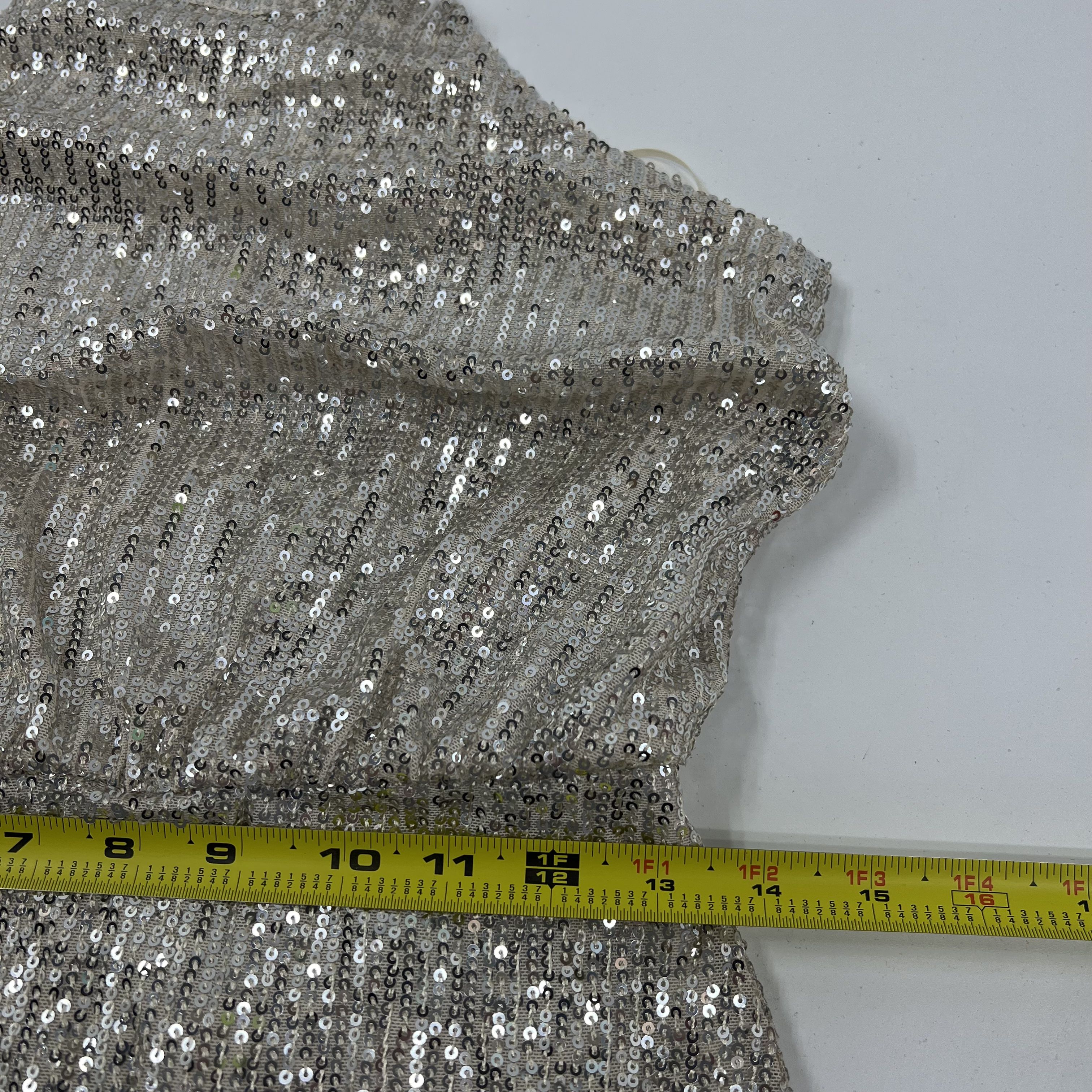 Lot of 2 Scrap Work Boutique Sequins Ivory Formal Dress Leg Slit Halter Med NWT