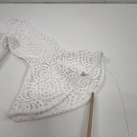 Lilly Pulitzer Women's White Lace Bell Sleeve Shift Dress Geometric Eyelet Sz S