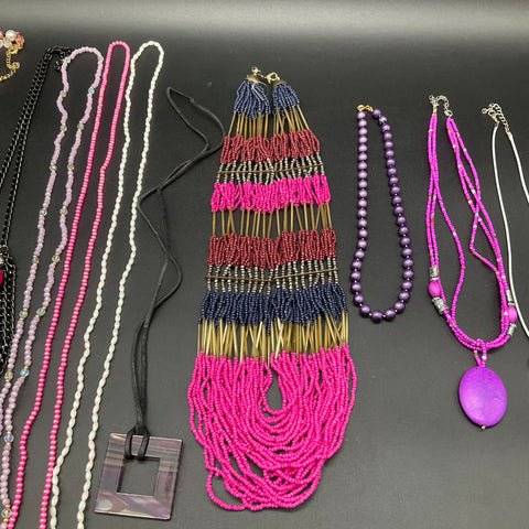 Vintage to Modern Costume Jewelry Necklace Lot of 10 Beaded Faux Pearl Statement
