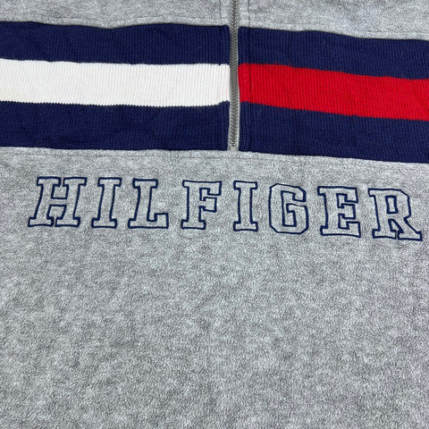 Tommy Hilfiger Men's Gray Quarter Zip Fleece Colorblock Pullover Sz 2XLT